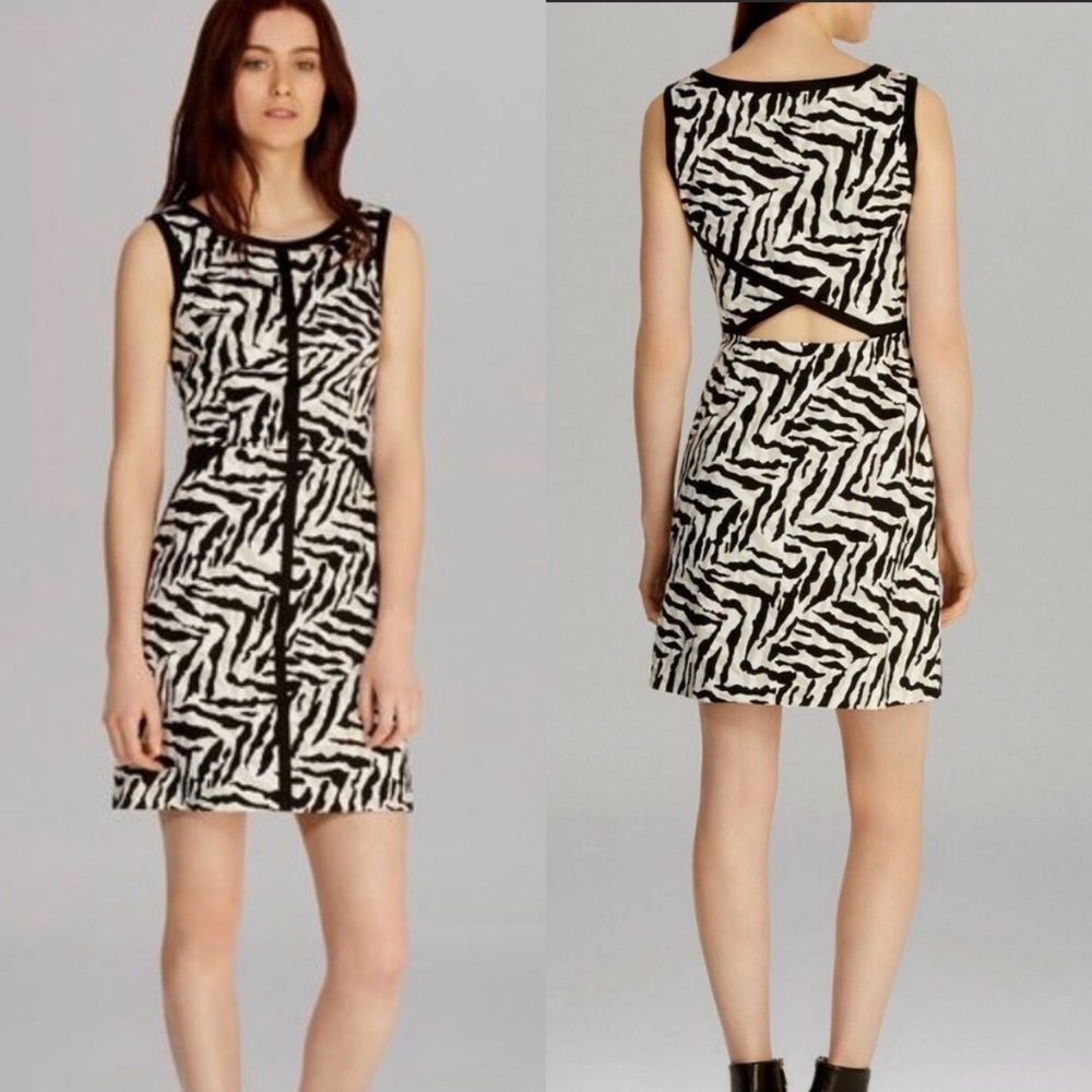Karen Millen Zebra Print Cotton Mini Dress, Size 2